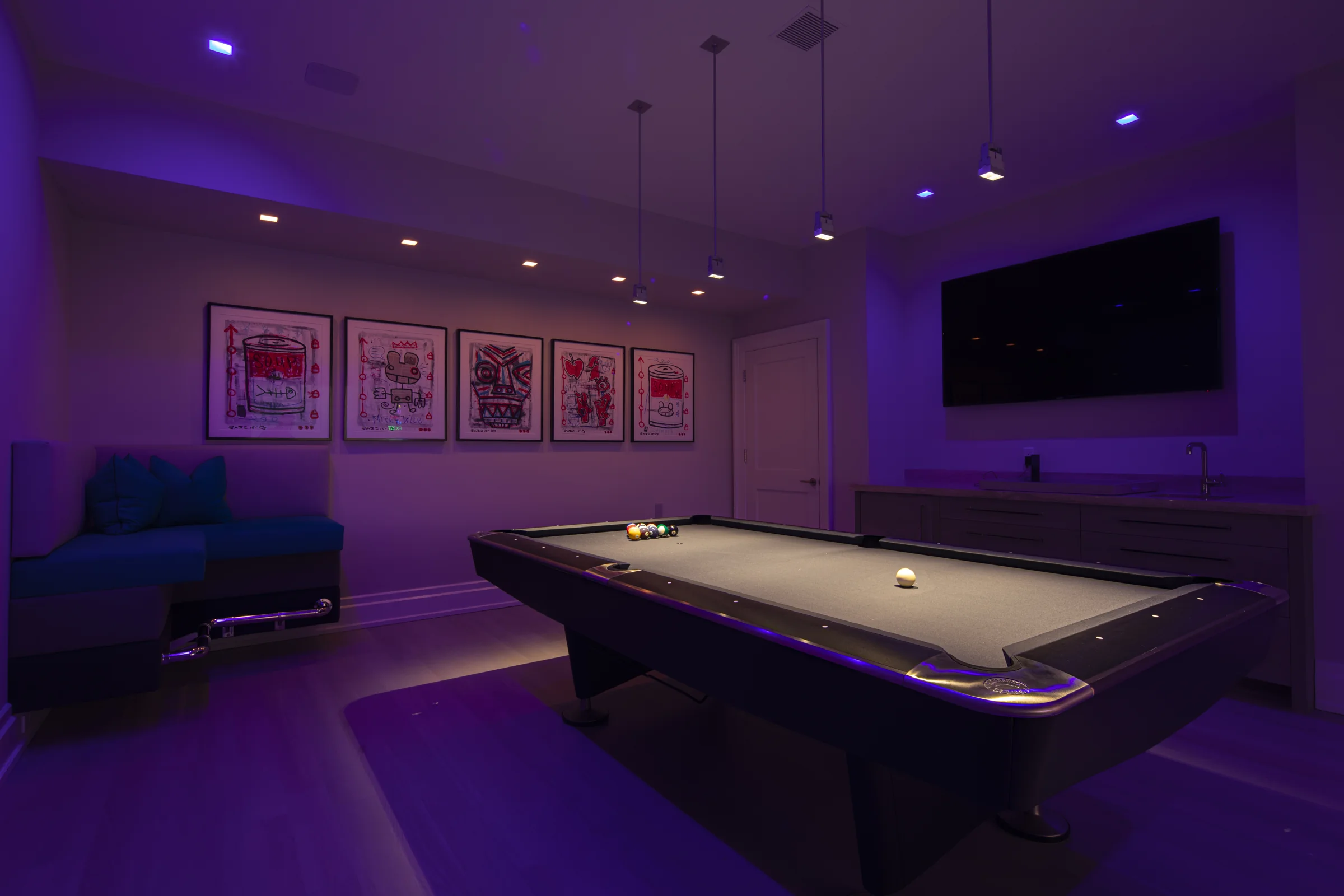 The game room in a mode for game night