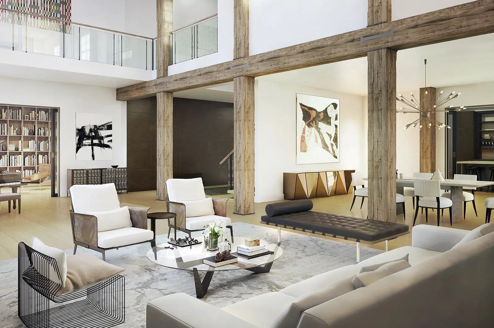 A luxury building amenity space, lounge and pool designed as one experience