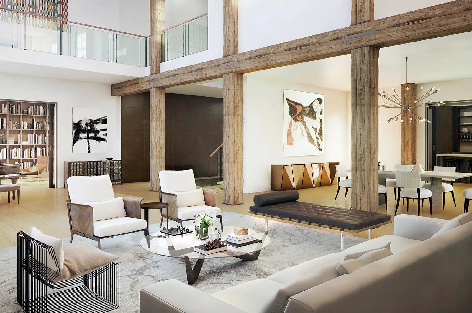 A double-height great room in a 443 Greenwich residence