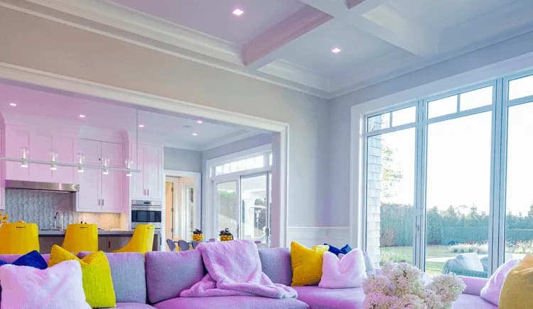 Recessed USAI downlights set into a coffered ceiling, engineered with the light