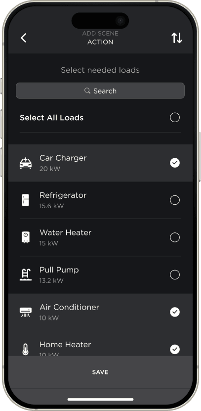 Energy monitoring in the Savant app on an iPhone